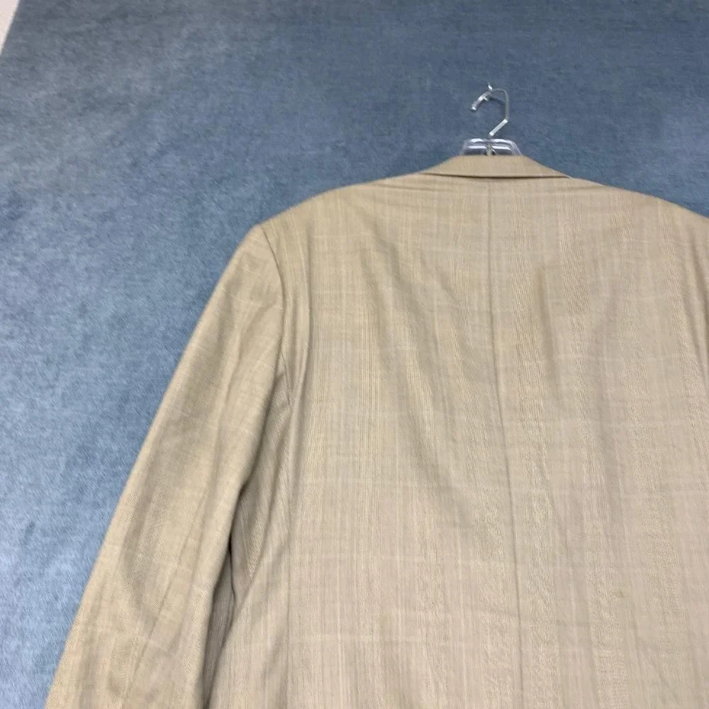 Jos. A. Bank Blazer Jacket Mens 39 Khaki Plaid Lined Wool Party Wear Notch Lapel